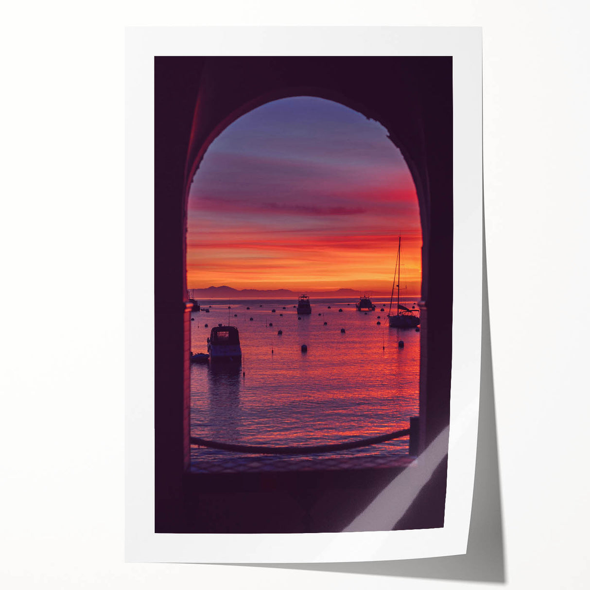 Rolled print of Catalina, California scenery with vibrant blue and green tones, ideal for art wall dining room.