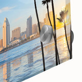 Large abstract wall art of Coronado, California in muted earth tones on acrylic glass, ideal for dining room ambiance.