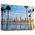 Large abstract wall art of Coronado, California, in muted blue and gray tones on acrylic glass.