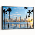Black and white framed canvas of Coronado, California landscape, suitable for bedroom decor.
