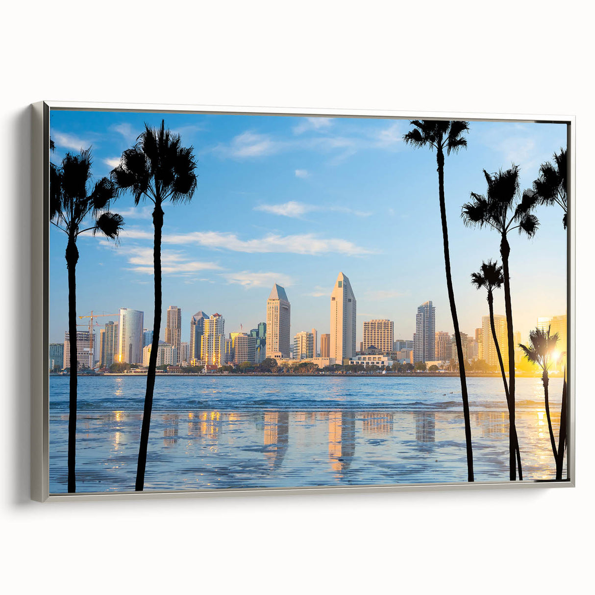 Framed canvas landscape art painting featuring a vintage-style Coronado.