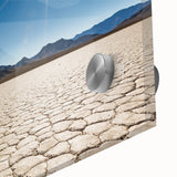 Large abstract depiction of Death Valley in muted earth tones on acrylic glass.