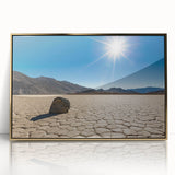 Framed acrylic print of Death Valley with muted earth tones, ideal for modern art wall decor.