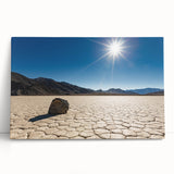 Black and white stretched canvas of Death Valley landscape, suitable as large kitchen wall art or for bedroom decor.