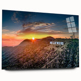 Acrylic print of a large abstract depiction of Hollywood, California in muted earth tones.