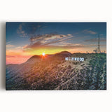 Black and white stretched canvas of Hollywood, California scenery, ideal for kitchen wall art.