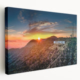 Hollywood, California scenery on stretched canvas, featuring soft pastel colors, ideal for kitchen wall art.