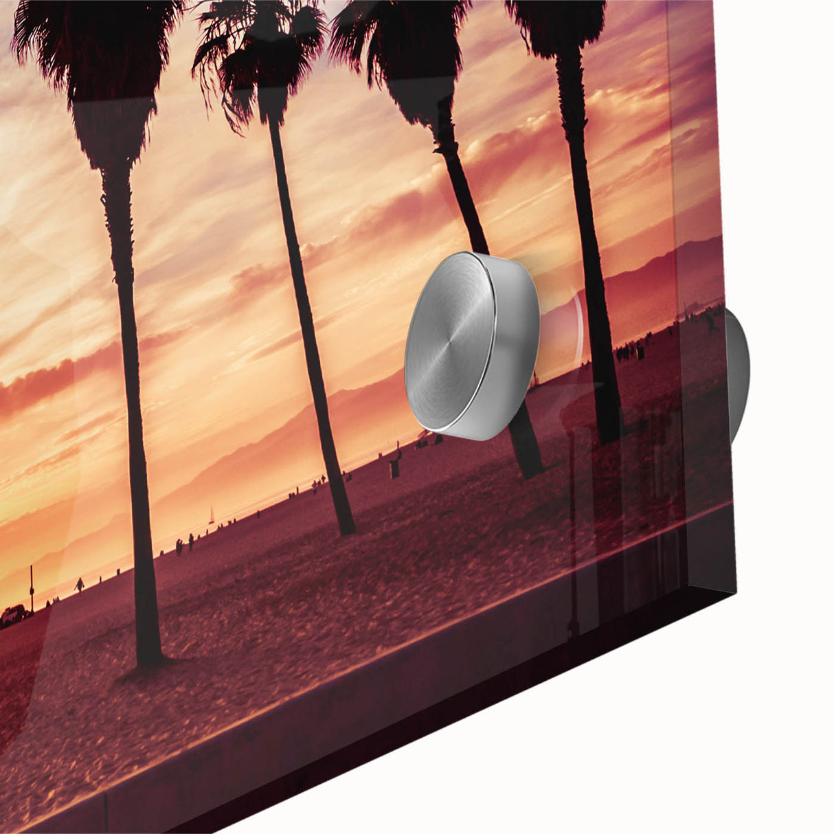 Large abstract wall art depicting Los Angeles in muted gray and blue tones, acrylic print, perfect for dining room ambiance.