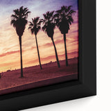Framed canvas of Los Angeles skyline in textured black with colorful highlights, ideal for large living room walls.