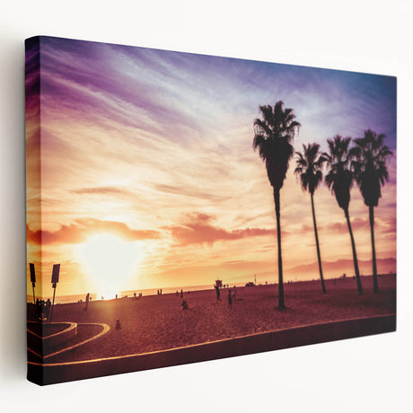 Los Angeles skyline in muted gray and blue tones on a large stretched canvas, suitable for kitchen wall art.