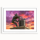 Abstract art print of California's Napa Valley in muted earth tones on a framed white mat, ideal for dining room decor.