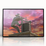 Large abstract wall art depicting Napa Valley in acrylic, with muted earth tones, framed in black.