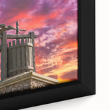 Extra large framed canvas of a textured Napa Valley landscape in black with colorful accents, ideal for living room decor.