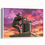 Vintage poster art of Napa Valley on a framed canvas, featuring colorful art elements, ideal for living room decor.