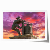 Rolled print of Napa Valley scenery with lush vineyards in soft green and earth tones, ideal for dining room wall art.