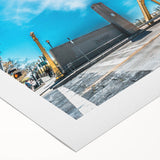 Art deco poster of Sacramento skyline in muted pastel shades on rolled canvas, ideal for dining room wall art.