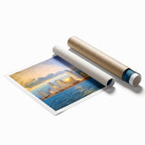 Extra large rolled print of San Diego scenery with vibrant floral art.