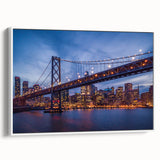 Vintage poster art of San Francisco with colorful details on a large framed canvas, ideal for living room decor.
