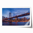 Extra large rolled canvas print of San Francisco scenery in muted blue and gray tones, ideal for art wall dining room.