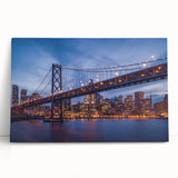 Black and white panoramic view of San Francisco skyline on stretched canvas, ideal for kitchen wall art.