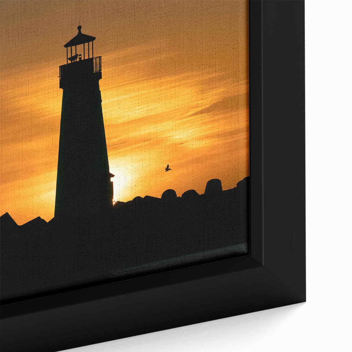 Textured black wall art of Santa Cruz scenery on a framed canvas, featuring vibrant colors, ideal for living room decor.