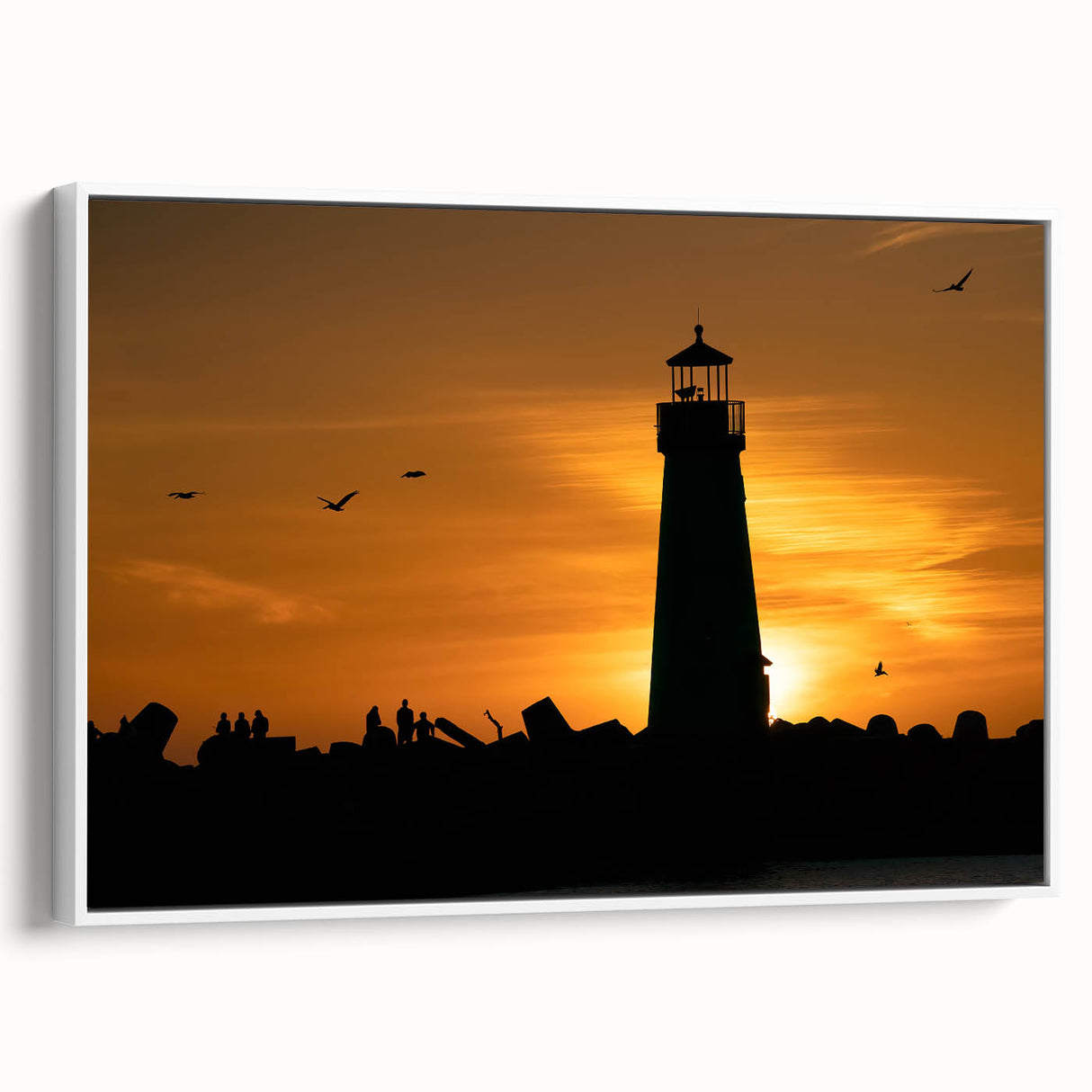 Vintage poster art of Santa Cruz with colorful elements on a large framed canvas, suitable for living room decor.