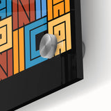 Large abstract wall art featuring Santa Monica scenery in muted blue and green tones on acrylic glass.