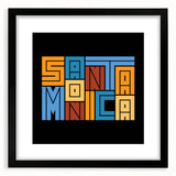 Abstract art print of Santa Monica scenery in vibrant colors on a textured, extra large canvas, ideal for living room decor.
