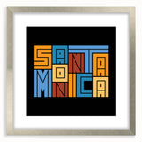 Textured art print of an abstract Santa Monica scenery in silver frame, suitable for bedroom wall decor.