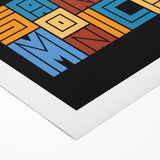 Art deco poster of Santa Monica scenery in soft pastel shades on rolled canvas, suitable for dining room wall art.