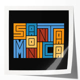 Santa Monica pier depicted in muted pastel shades on a large rolled canvas, ideal for art wall dining room placement.