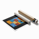 Extra large rolled print depicting Santa Monica scenery with floral accents in pastel shades.