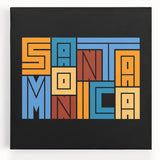 Black and white large art print of Santa Monica Pier on stretched canvas, ideal for kitchen wall art.