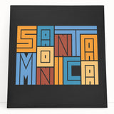 Black and white photograph of Santa Monica Pier on stretched canvas, suitable as kitchen wall art or for bedroom ambiance.