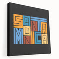 Large canvas print of Santa Monica scenery in muted blue and beige tones, suitable for kitchen wall art.