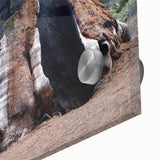 Large abstract depiction of the California sequoia in mid-century modernist style on acrylic glass.
