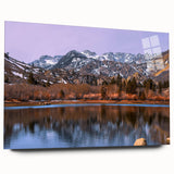 Large abstract depiction of the Sierra Nevada on acrylic glass, in muted earth tones, ideal for bedroom or dining room decor.