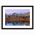 Extra large textured abstract art print of Sierra Nevada in colorful hues, framed with a black mat.