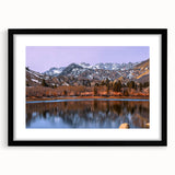 Extra large textured abstract art print of Sierra Nevada in colorful hues, framed with a black mat.
