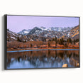 Black and white framed canvas of Sierra Nevada landscape, ideal for bedroom wall art.
