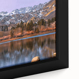 Black wall art depicting the Sierra Nevada in textured colors on a framed canvas, ideal for living room decor.