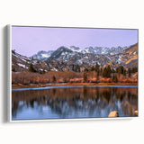 Vintage poster art of Sierra Nevada landscape on extra large framed canvas, featuring colorful art in black wall art tones.