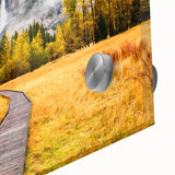 Large abstract depiction of Yosemite in muted earth tones on acrylic glass, ideal for dining room art.