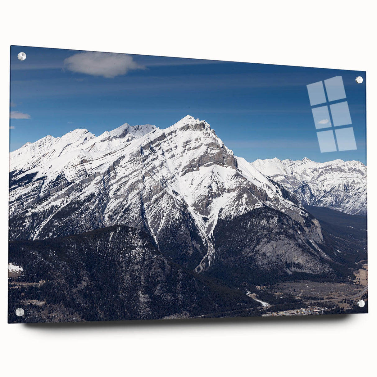 Acrylic print of a large abstract depiction of Vail, Colorado in muted earth tones.