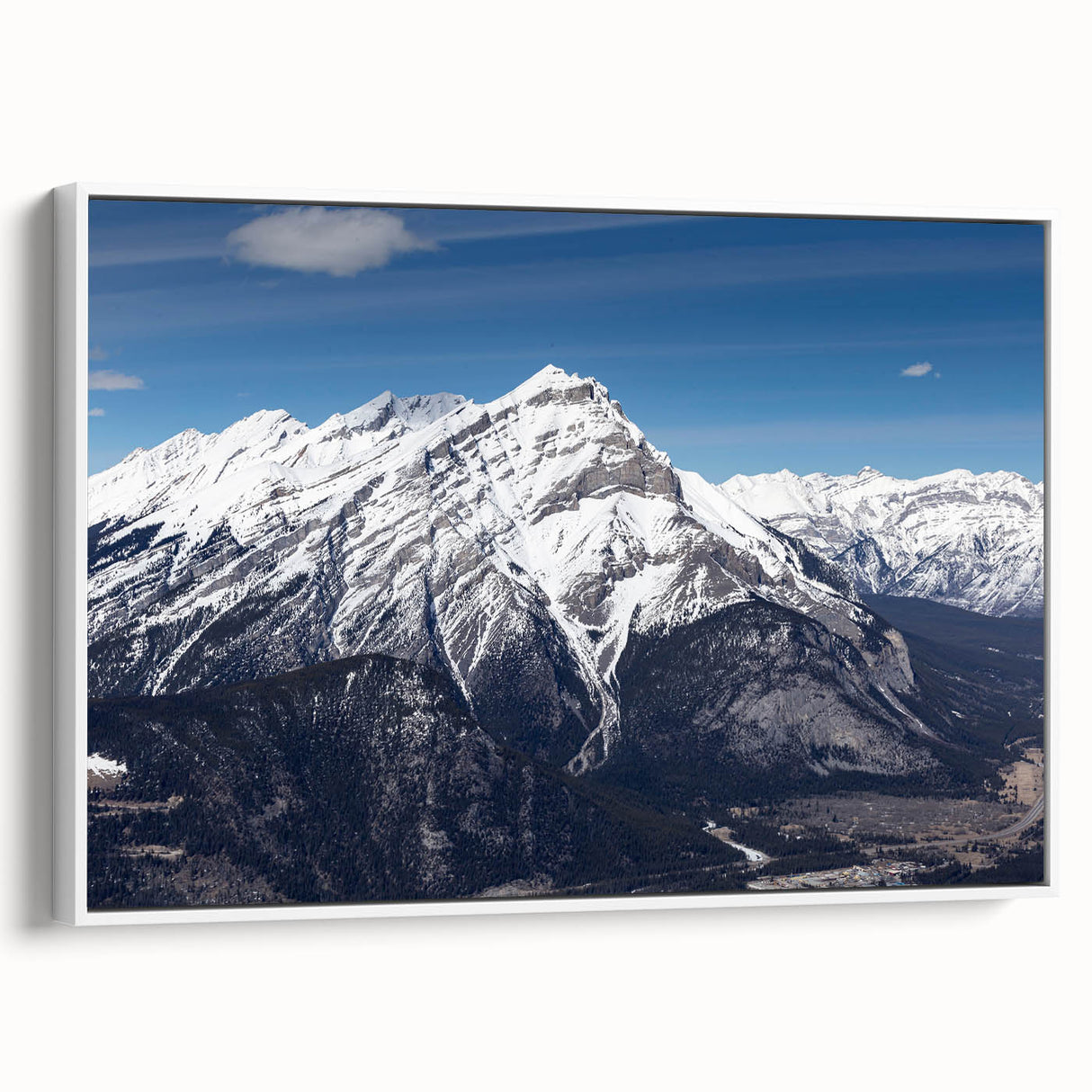 Vintage poster art of Vail, Colorado with colorful palette on extra large framed canvas, ideal for living room wall.
