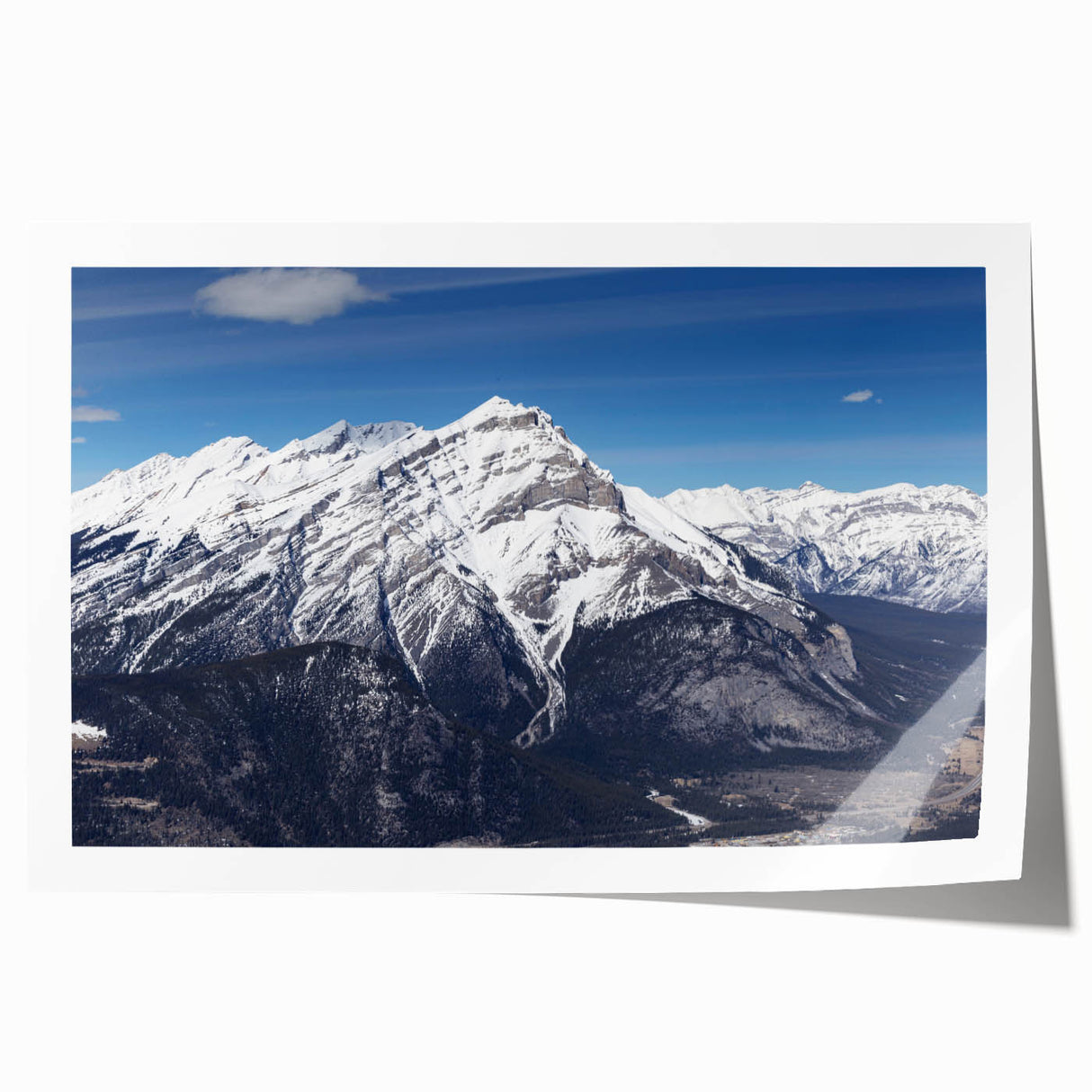 Extra large rolled print of Vail, Colorado scenery with floral elements in vibrant green and blue hues.
