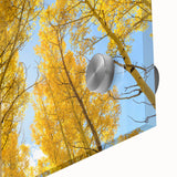 Large abstract wall art depicting Aspen, Colorado scenery in mid-century modernist style on acrylic glass.