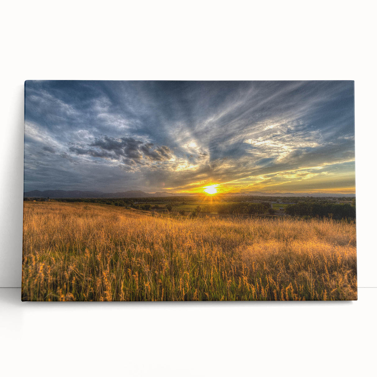 Black and white photograph of Boulder, Colorado scenery on a large stretched canvas, ideal for kitchen wall art.