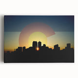 Large black and white canvas of Denver skyline, ideal for kitchen wall art.