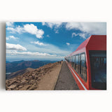 Black and white photo of Pikes Peak on stretched canvas, ideal for kitchen wall art.